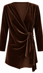 Cargar imagen en el visor de la galería, CHAQUETA TERCIOPELO SOLAPA CRUZADA COLOR CHOCOLATE
