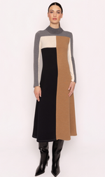 Cargar imagen en el visor de la galería, VESTIDO PUNTO MIDI CUELLO PERKINS
