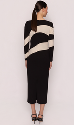Cargar imagen en el visor de la galería, VESTIDO MIDI CREPE BICOLOR
