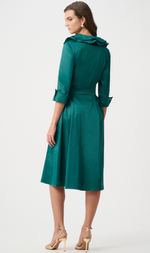 Cargar imagen en el visor de la galería, VESTIDO MIDI VERDE ESMERALDA CON CINTURON LAZADA
