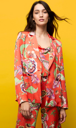 Cargar imagen en el visor de la galería, CHAQUETA SATEN ESTAMPADO FLORES
