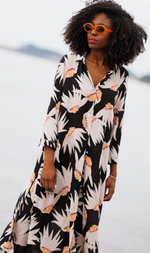 Cargar imagen en el visor de la galería, VESTIDO MIDI CAMISERO FLORES
