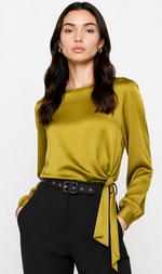 Cargar imagen en el visor de la galería, BLUSA SATEN LAZADA COLOR ORO

