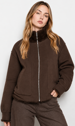 Cargar imagen en el visor de la galería, CAZADORA BOMBER REVERSIBLE COLOR CHOCOLATE

