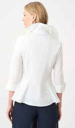Cargar imagen en el visor de la galería, BLUSA TAFETAN EN BLANCO CON PUÑO DOBLE
