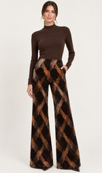 Cargar imagen en el visor de la galería, PANTALON DE TERCIOPELO ESTAMPADO CON CRUCES BICOLOR
