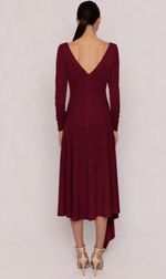 Cargar imagen en el visor de la galería, VESTIDO MIDI ASIMETRICO GRANATE
