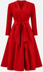 Cargar imagen en el visor de la galería, VESTIDO ENTALLADO Y ACAMPANADO DE ESCOTE EN V
