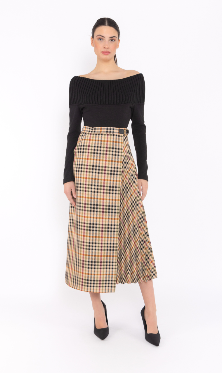 FALDA MIDI CUADROS