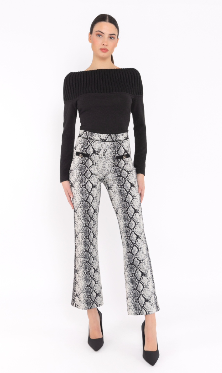 PANTALÓN DE PUNTO BLANCO Y NEGRO