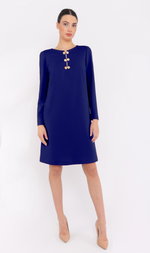 Cargar imagen en el visor de la galería, VESTIDO CORTO AZUL REAL BOTONES
