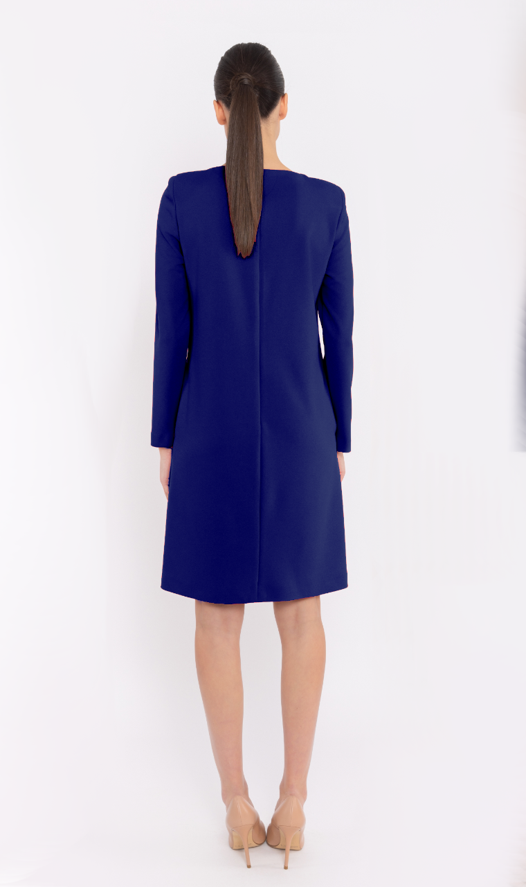 VESTIDO CORTO AZUL REAL BOTONES