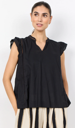 Cargar imagen en el visor de la galería, BLUSA NEGRA CON VOLANTES
