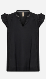 Cargar imagen en el visor de la galería, BLUSA NEGRA CON VOLANTES
