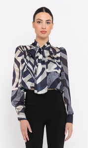 BLUSA GASA ESTAMPADA CON LAZADA