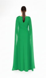 Cargar imagen en el visor de la galería, VESTIDO LARGO VERDE MANGA GASA
