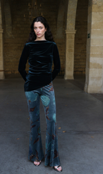 Cargar imagen en el visor de la galería, PANTALÓN TERCIOPELO ESTAMPADO FLORES
