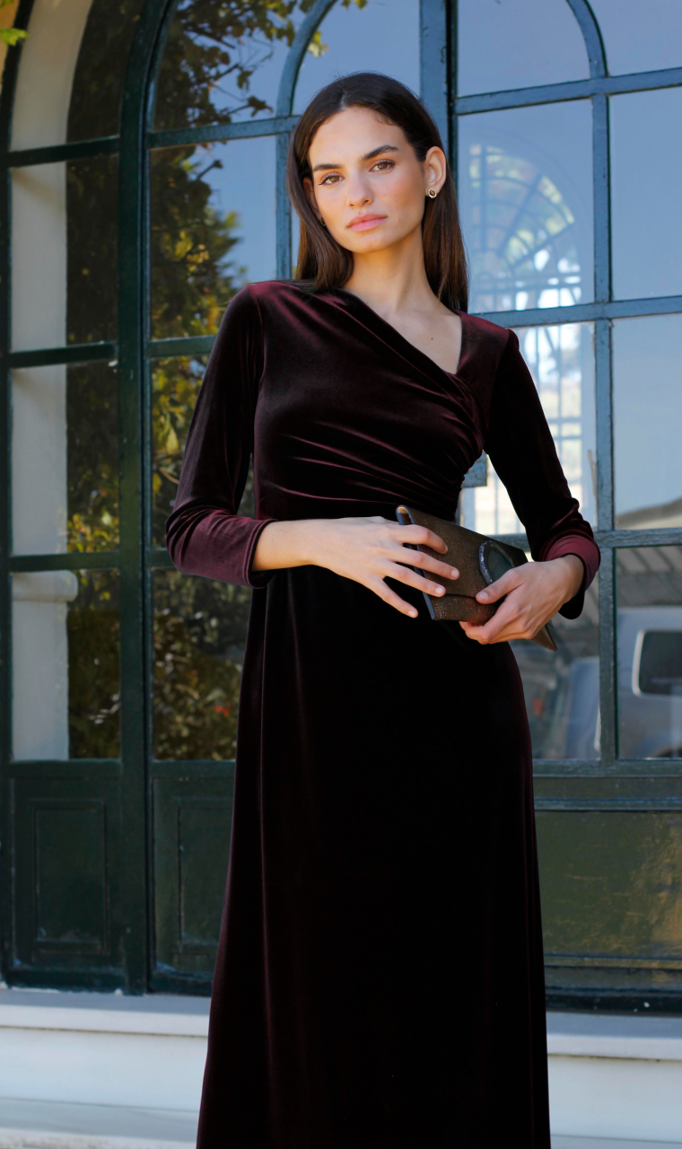 VESTIDO TERCIOPELO GRANATE