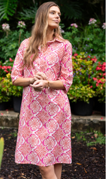 Cargar imagen en el visor de la galería, VESTIDO CAMISERO RECTO CON ESTAMPADO FLORAL
