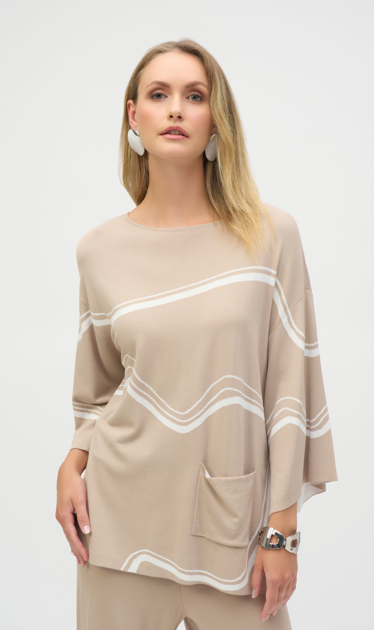 SUÉTER PERLÉ BEIGE Y BLANCO