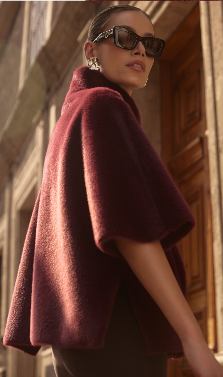 CHAQUETA ECO-PELO GRANATE