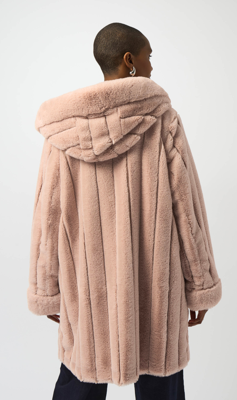 ABRIGO ECO-PELO ROSA REVERSIBLE GABARDINA