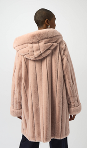 ABRIGO ECO-PELO ROSA REVERSIBLE GABARDINA