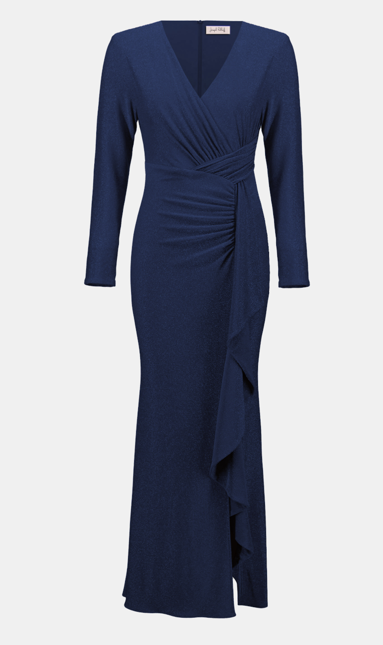 VESTIDO LARGO LÚREX AZUL MARINO