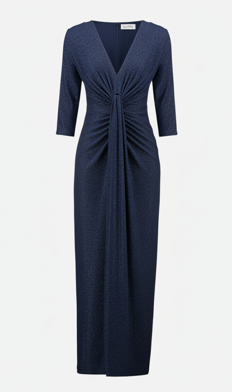 VESTIDO LARGO LÚREX AZUL NOCHE