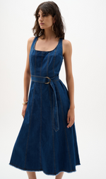 Cargar imagen en el visor de la galería, VESTIDO MIDI VAQUERO DE TIRANTES
