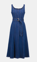 Cargar imagen en el visor de la galería, VESTIDO MIDI VAQUERO DE TIRANTES
