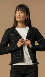 Cargar imagen en el visor de la galería, CÁRDIGAN NEGRO CON LÚREX
