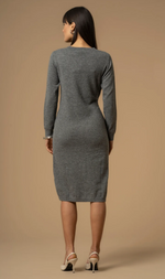 Cargar imagen en el visor de la galería, VESTIDO GRIS PUNTO
