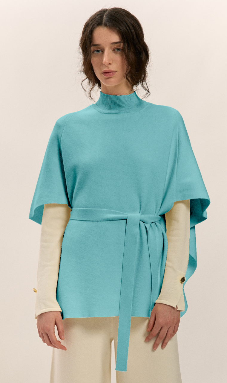 PONCHO PUNTO CELESTE