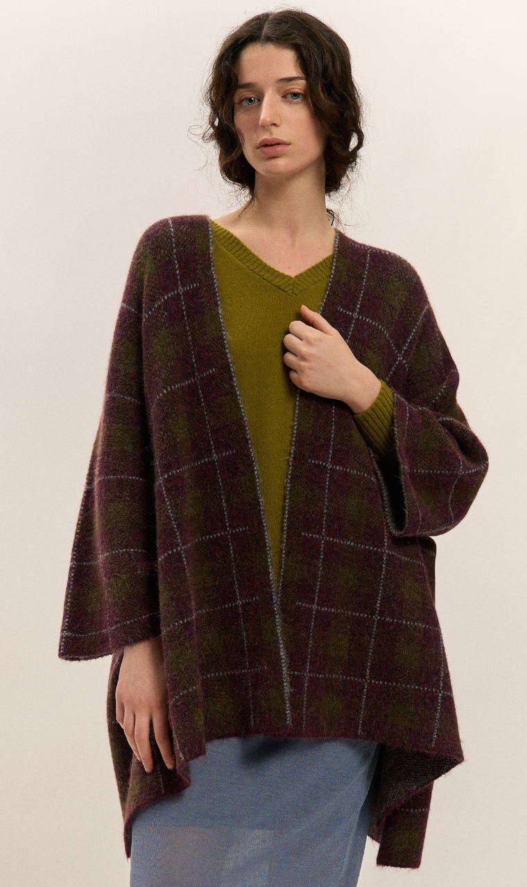 PONCHO CUADROS GRANATE