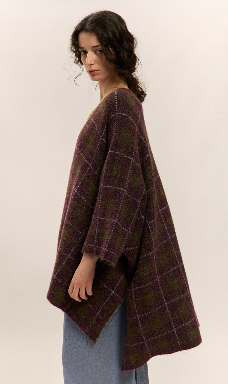 PONCHO CUADROS GRANATE