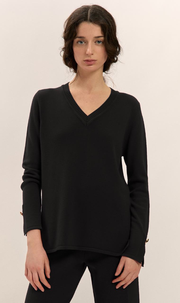 SUÉTER ESCOTE V NEGRO