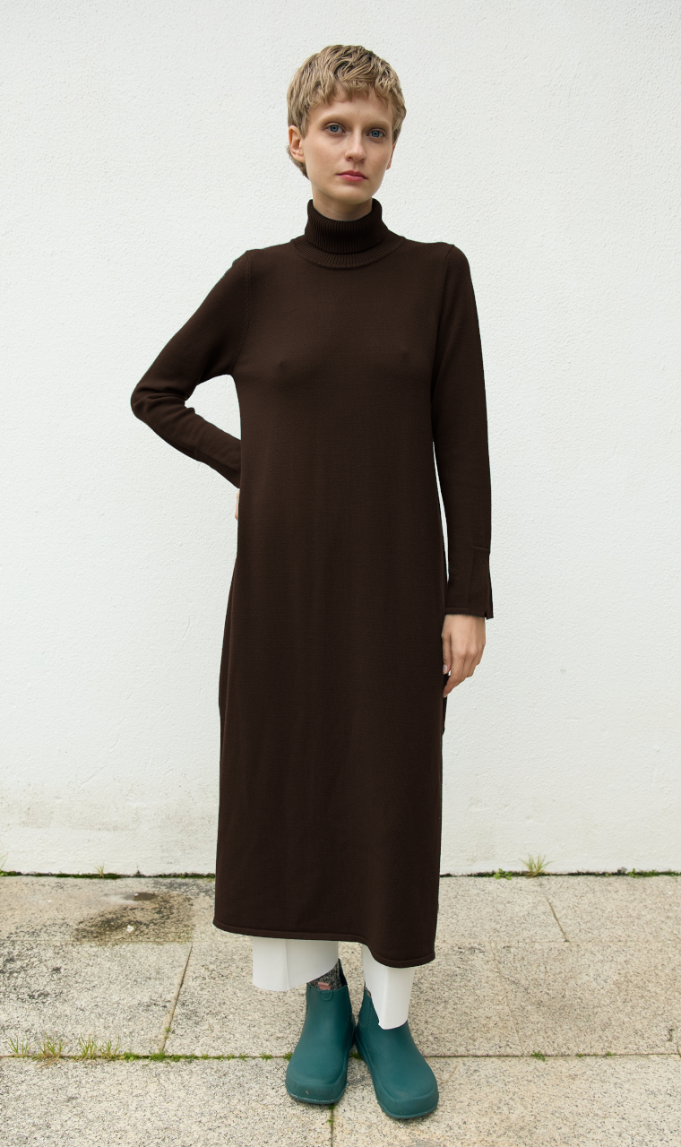 VESTIDO LARGO PUNTO MARRÓN