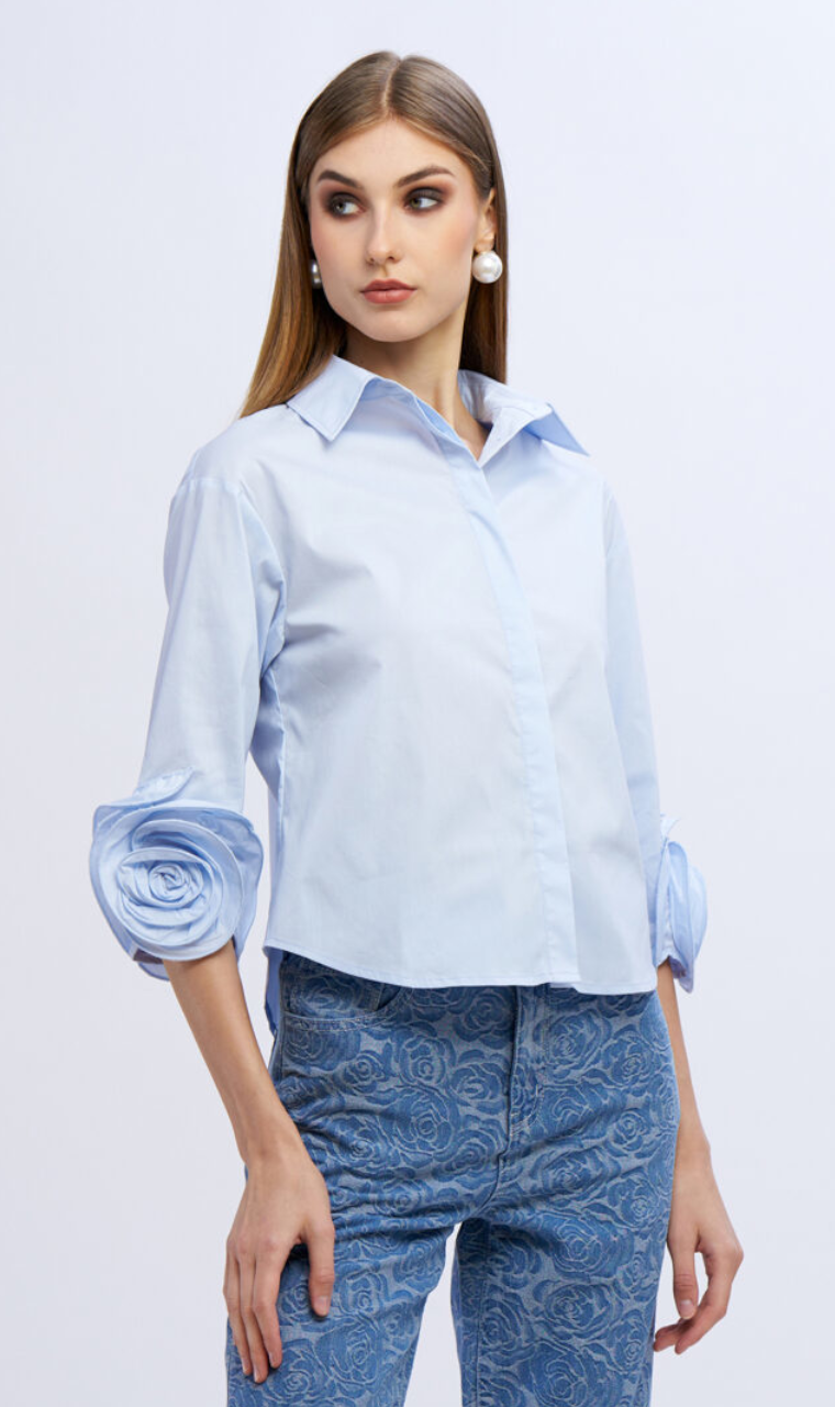 CAMISA AZUL FLOR