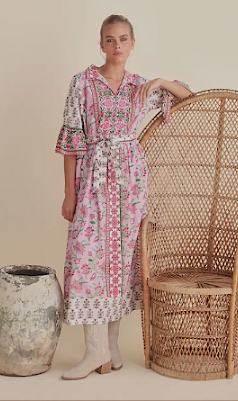 VESTIDO CAMISERO ESTAMPADO ROSA
