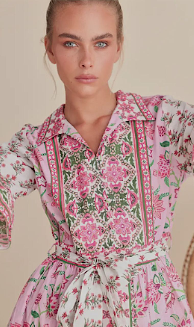VESTIDO CAMISERO ESTAMPADO ROSA