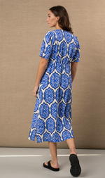 Cargar imagen en el visor de la galería, VESTIDO MIDI LINO ESTAMPADO

