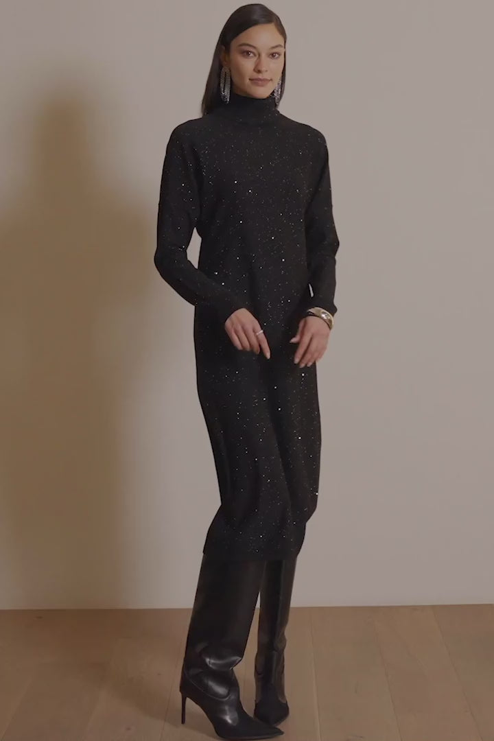 VESTIDO DE PUNTO CON MICROLENTEJUELAS